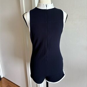 ZARA navy with white trim and front zipper romper. Size S. Brand new with tags.